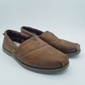 Bobs by Skechers Brown Suede Memory Foam Loafers size 9